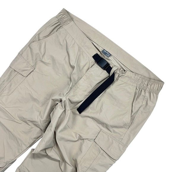 Eddie Bauer Cargo Hiking Pants Mens 2XL Tan Nylon Outdoor Travel Belted Packable - Picture 1 of 12